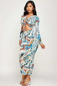 Open Belly Bodycon Maxi Dress